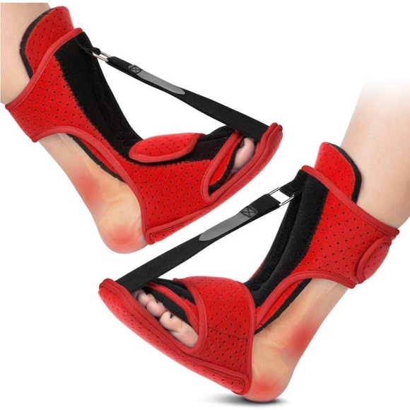 NEW Plantar Fasciitis Night Splints, Pair, Red Unisex - Picture 3 of 4